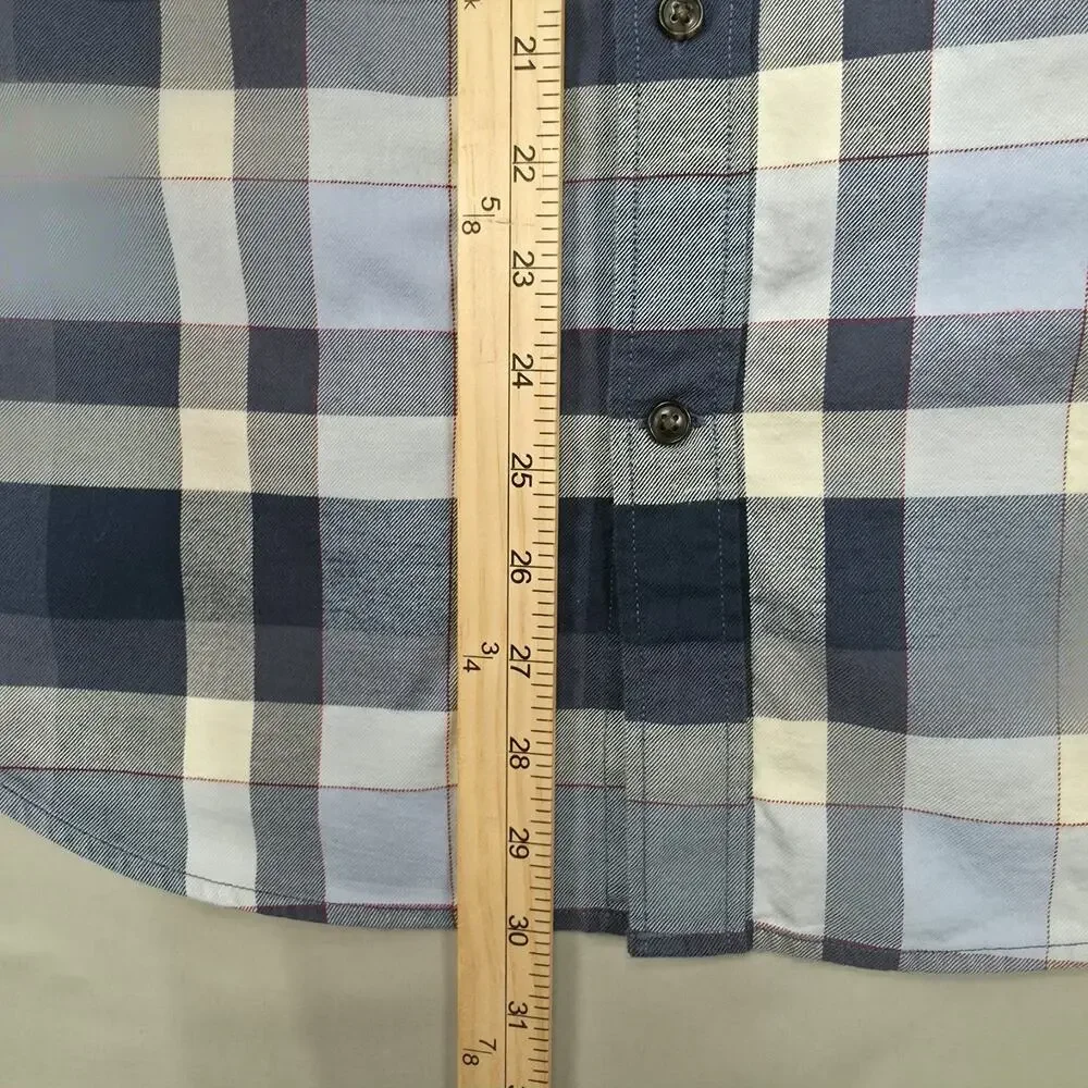 Banana Republic Mens Large Luxe Flannel Shirt Grant Fit Blue Plaid Casual